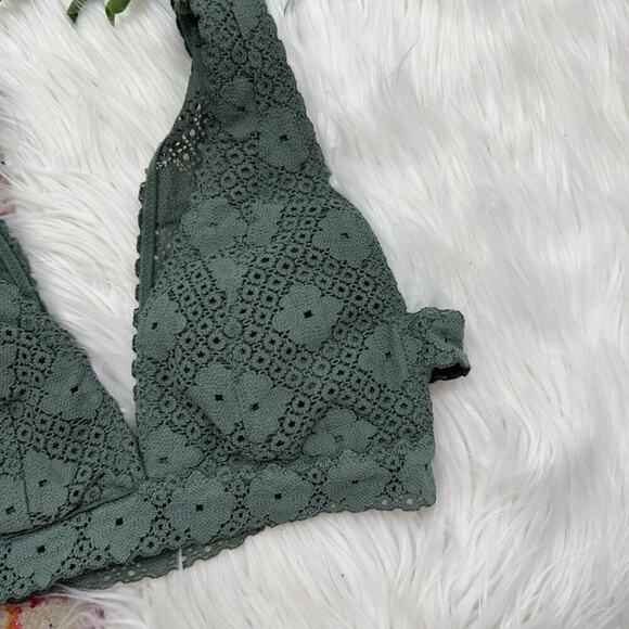 Aerie Green Lace Padded Side Cut Out Lightweight Bralette XS - Picture 4 of 6